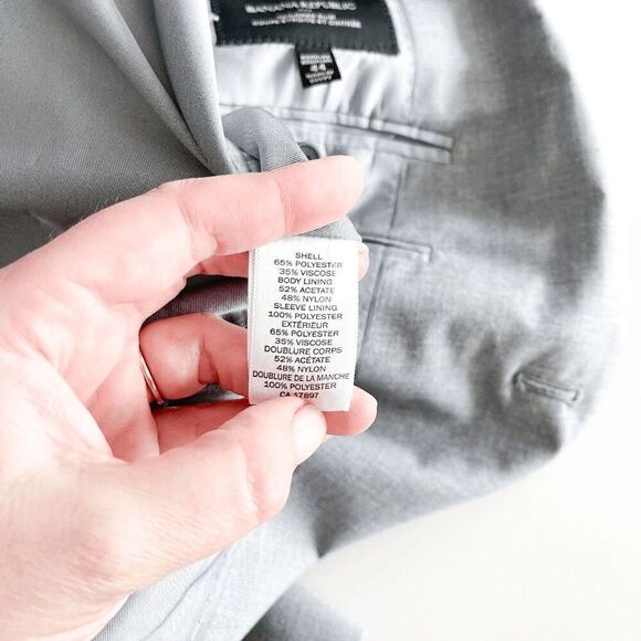 Banana Republic Mens Tailored Slim Two Button Sport Coat Jacket Gray Size 44 - Picture 4 of 8